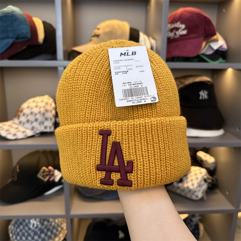 冬季抗冷保暖针织帽子新款LA男女NY户外出行旅游韩版百搭毛线帽