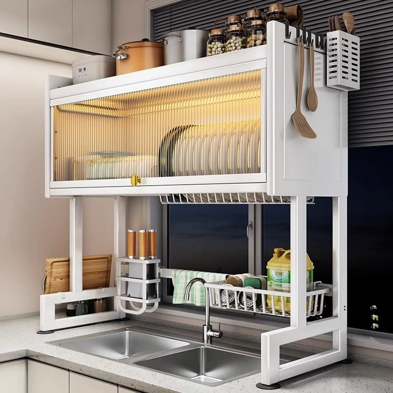 防尘厨房水槽置物架台面碗碟收纳架洗水池碗柜多功能碗盘沥水架子