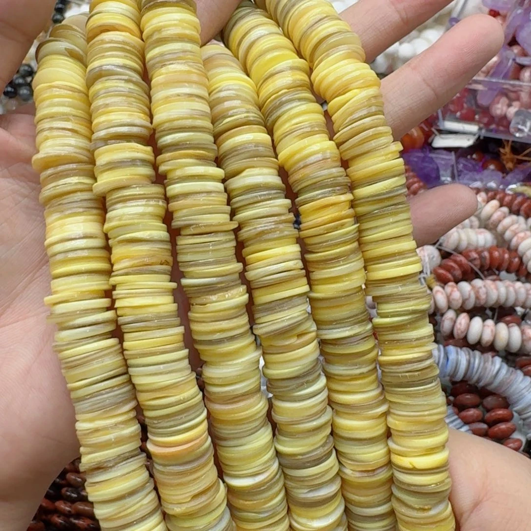 玛瑙/玉髓合金珠宝半成品13黄色贝壳隔片一条