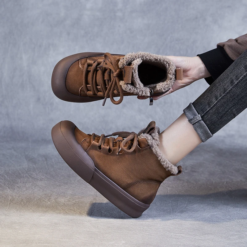 短靴靴子女冬季加厚加绒保暖棉靴复古百搭雪地靴厚底英伦风马丁靴