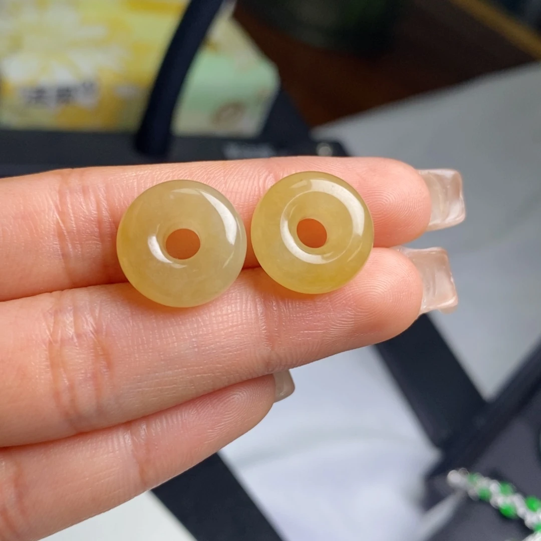 翡翠耳饰未镶嵌裸石面包圈圈