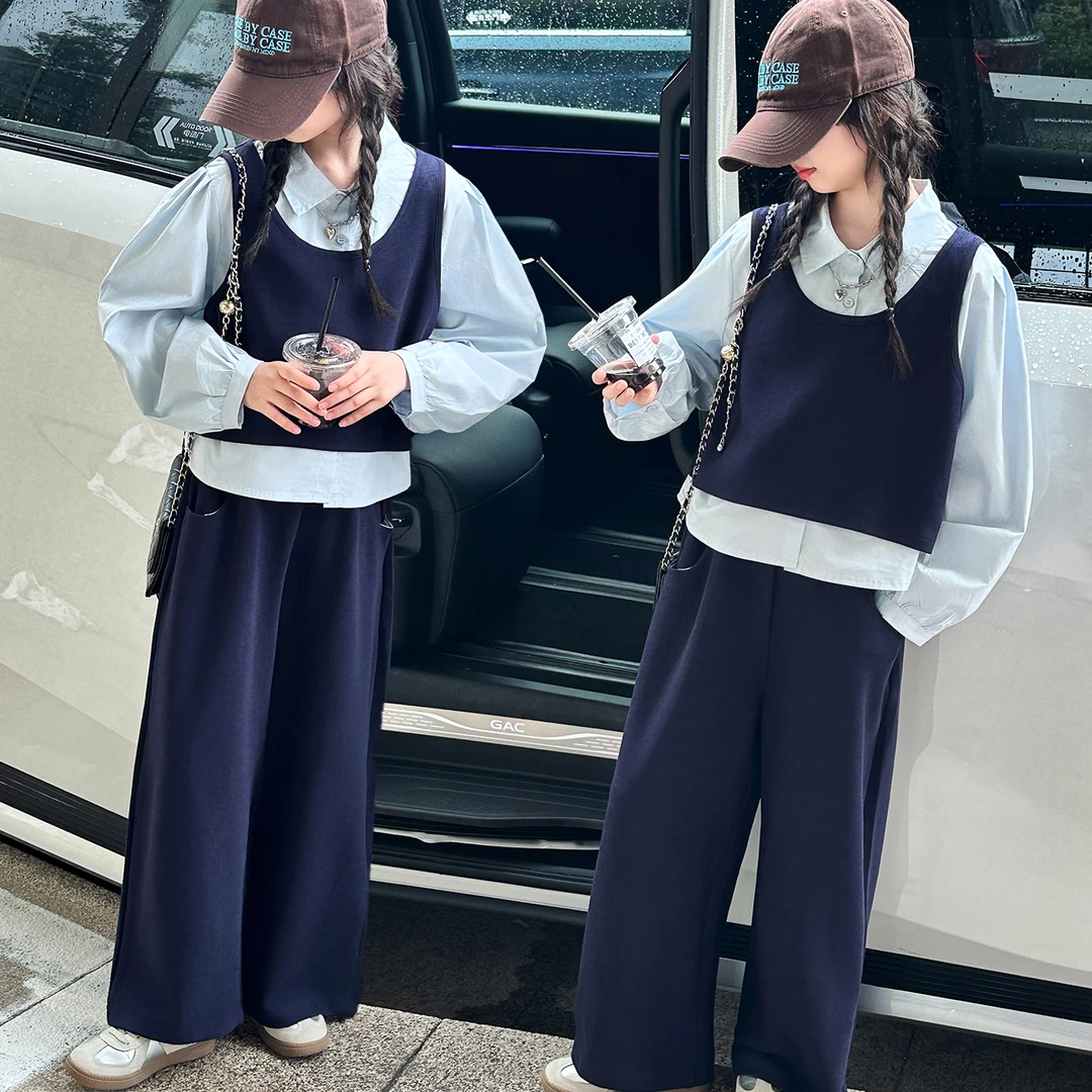 女童套装春秋装2025新款洋气大童韩系穿搭儿童秋季休闲马甲两件套