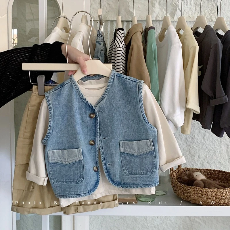 【YQ25411】儿童牛仔马甲男童春秋外穿2025新款宝宝背心小童秋季