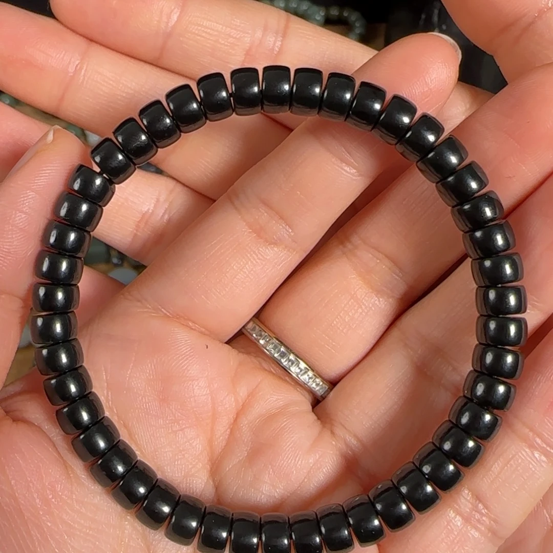 和田玉未镶嵌手链新疆和田玉黑青药片手串不退换