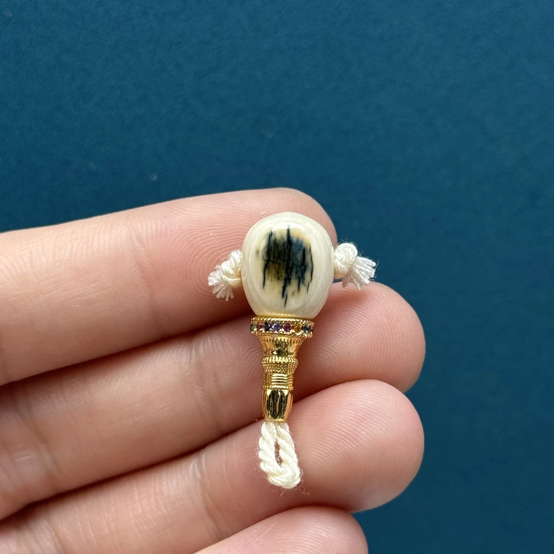 D4573天然猛犸牙蓝眼三通10mm支持鉴定 假一罚四