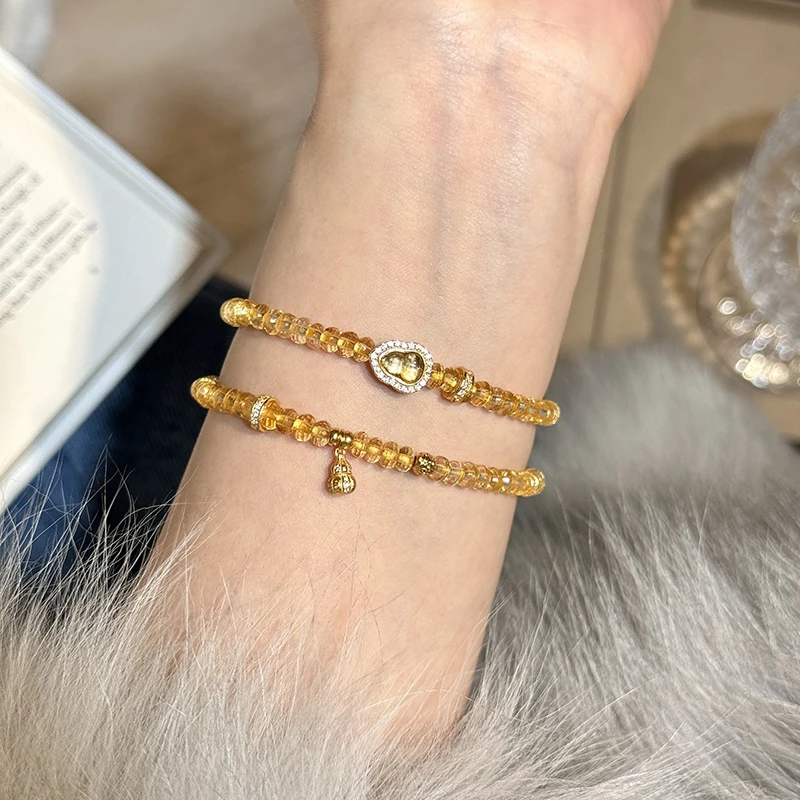 铜合金手链 冰透葫芦手链女轻奢小众设计高级感百搭精致叠戴手串