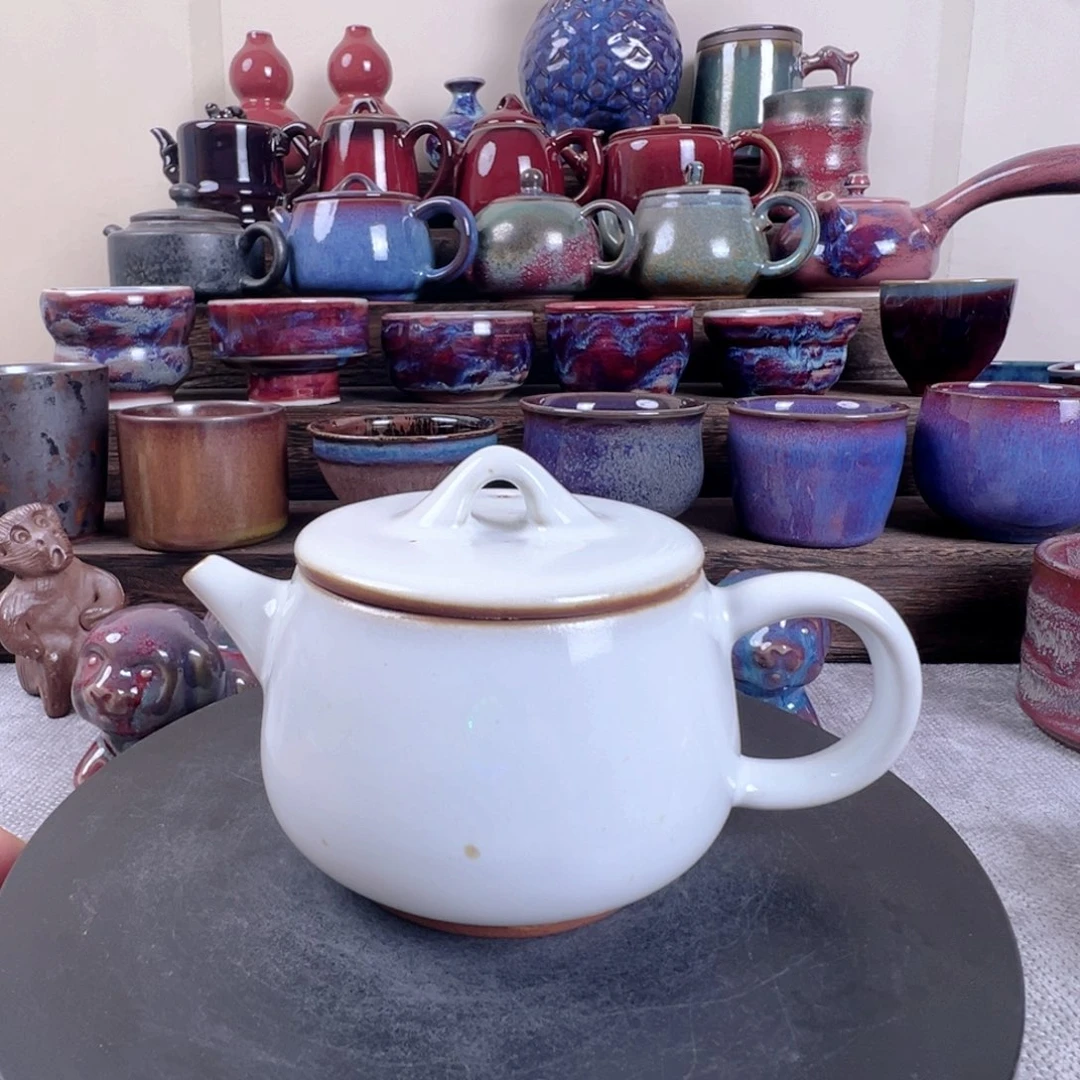 开播福利白色大石瓢茶壶一把