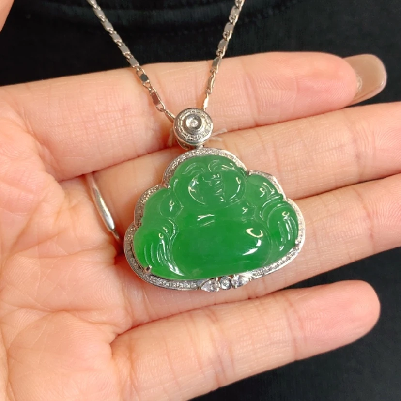 【闪购商品】颈饰18K金镶嵌翡翠佛公