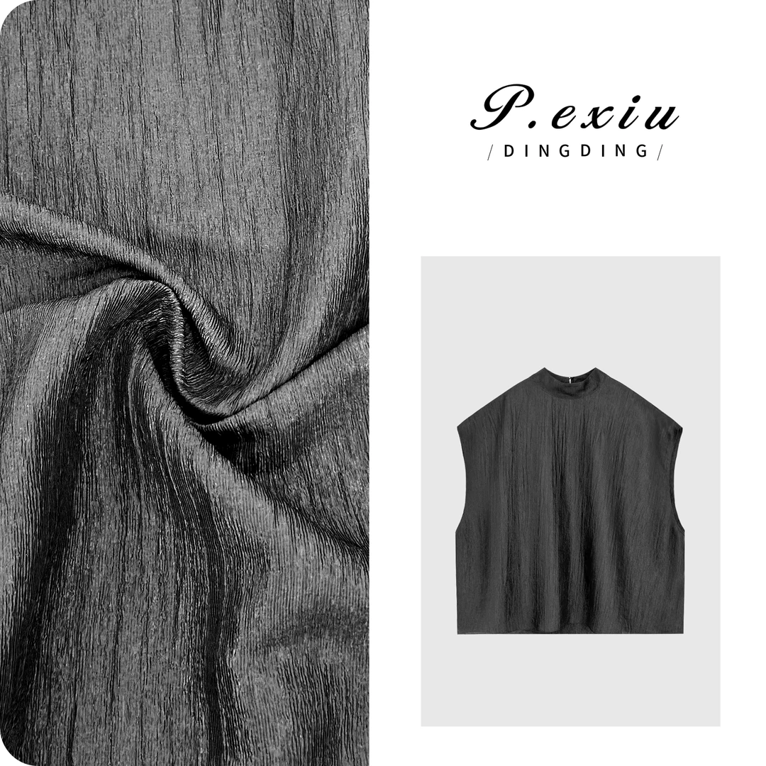 PanYiXiu/潘依绣醋酸高级感精致气质无袖翻领衬衫 W-63175