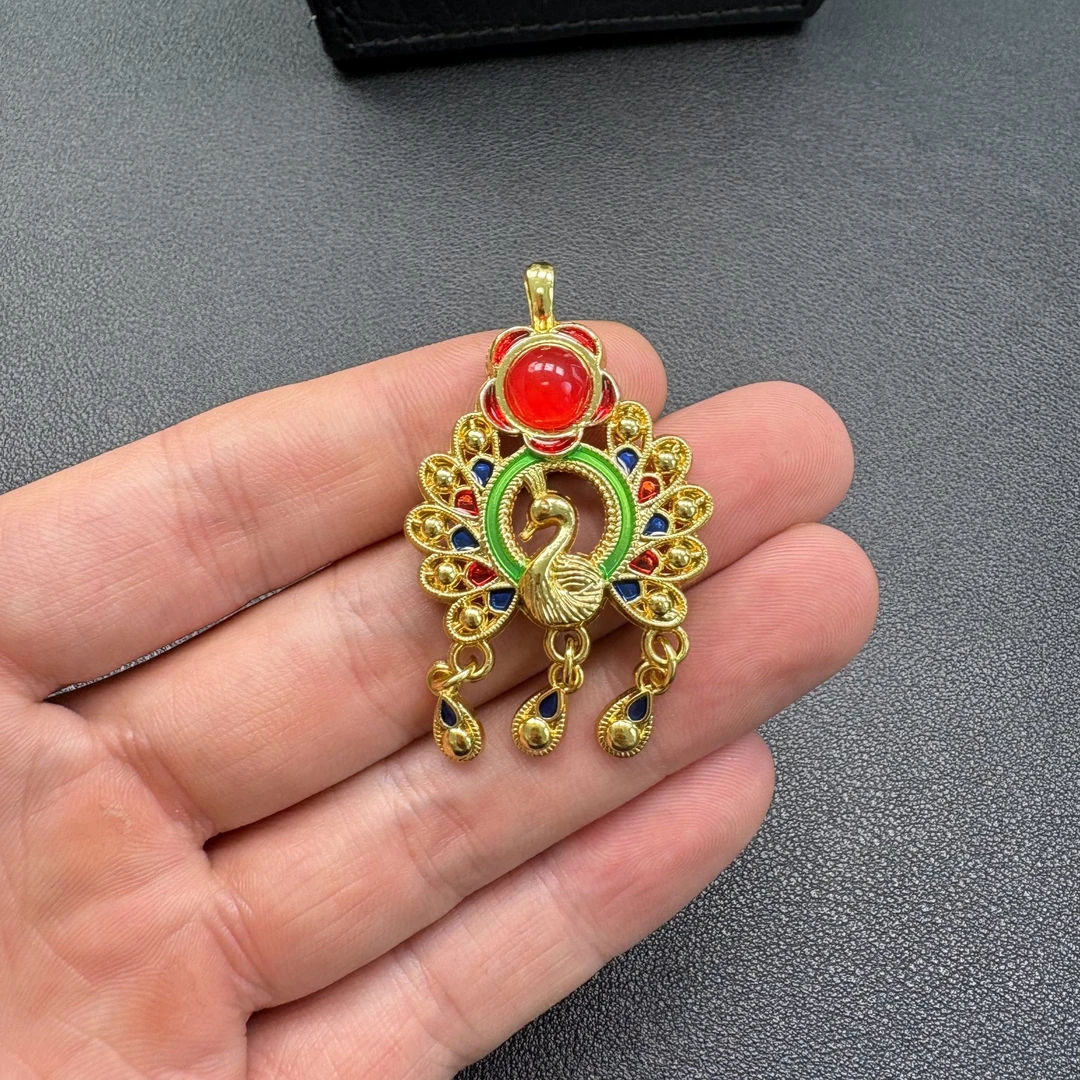 时尚潮流孔雀开屏玉石吊坠=B1