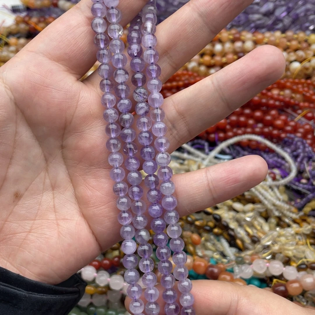 玛瑙/玉髓珠宝半成品未镶嵌一条装6mm紫水晶圆珠