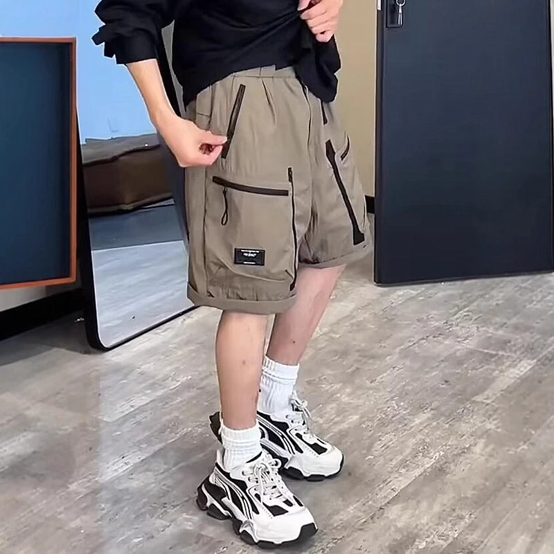 夏季新款立体口袋拉链工装短裤男潮牌美式休闲百搭宽松速干五分裤
