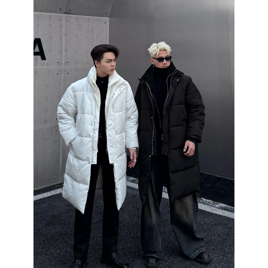 [JIANGMOYAN]重型防寒服棉服韩系夹棉外套男生中长款假两件棉衣