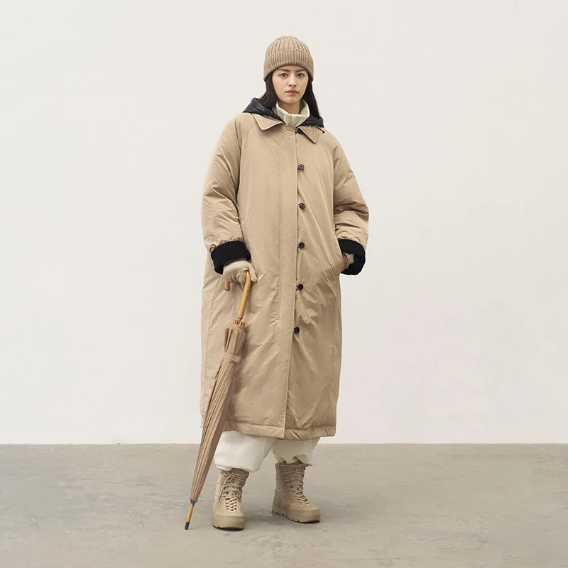 半圆日本定染原创[复古]2024冬季新款户外风衣羽绒服女D24404635