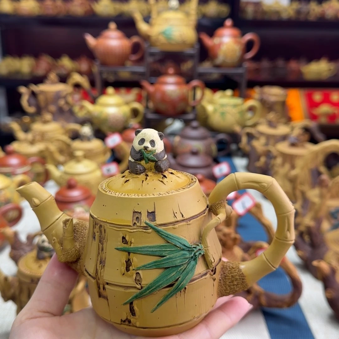 茶壶段泥竹节熊猫