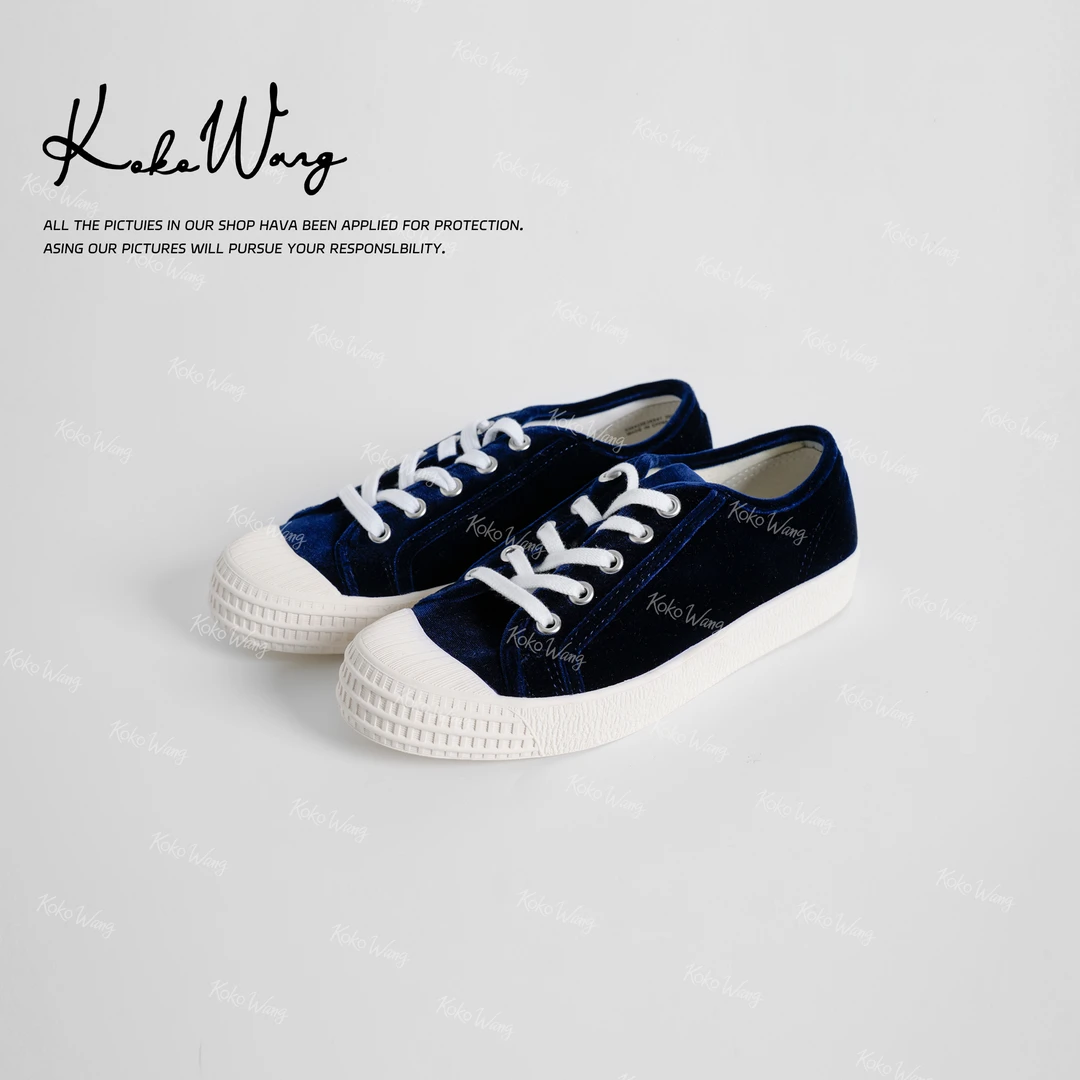 KOKOWANG夏季真丝丝绒撞色系带厚底松糕百搭休闲鞋536425E26X41