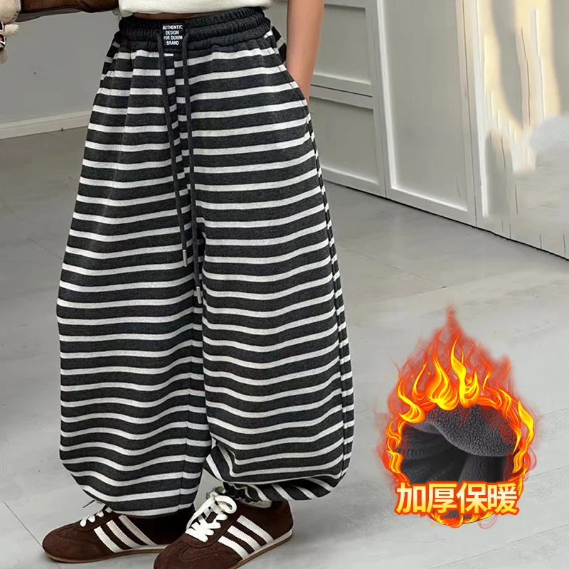 女童长裤母女秋装女童裤子儿童秋冬款宽松休闲裤中大童阔腿束脚裤