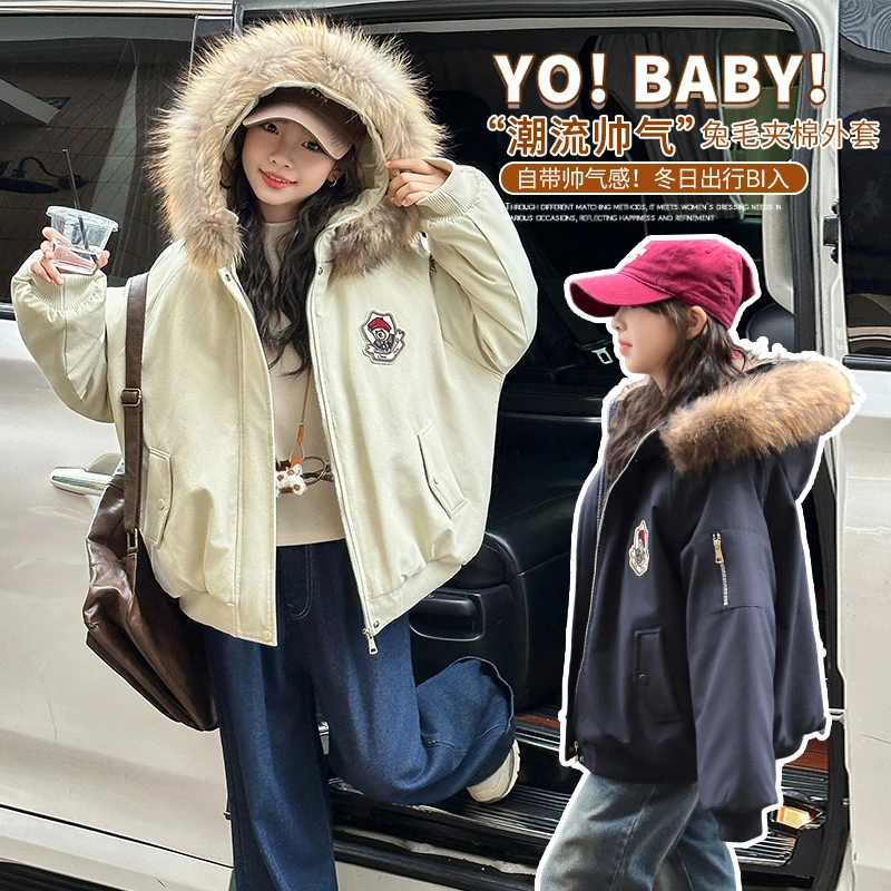 女童秋冬款韩版休闲加绒加厚派克服外套中大童时髦洋气儿童冬装潮