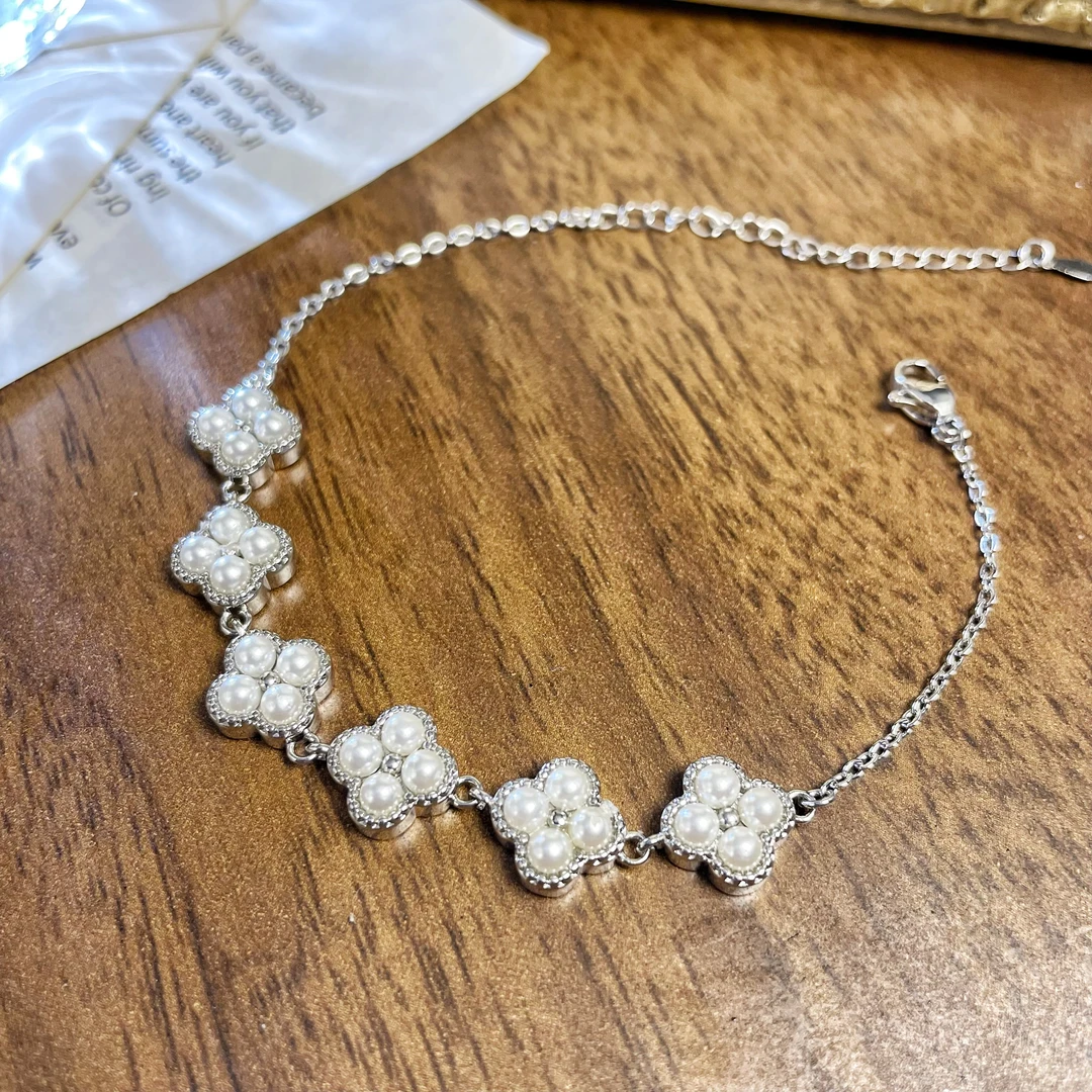 铜合金仿珍珠手链 1186四花珠珠手链 瑞丽风轻奢百搭时尚