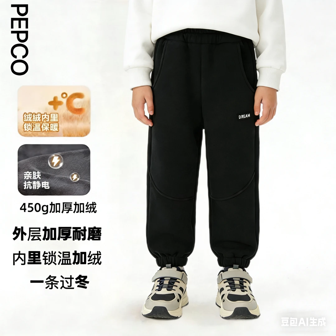 Z12540542小猪班纳童装男童冬季加绒加厚冬款运动裤(尺码偏大)