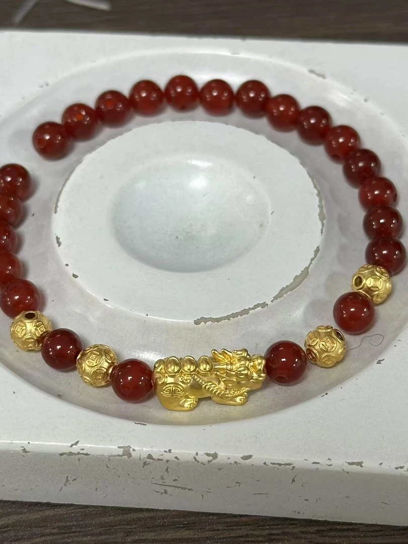【足金999】卡6转运珠+黄金貔貅