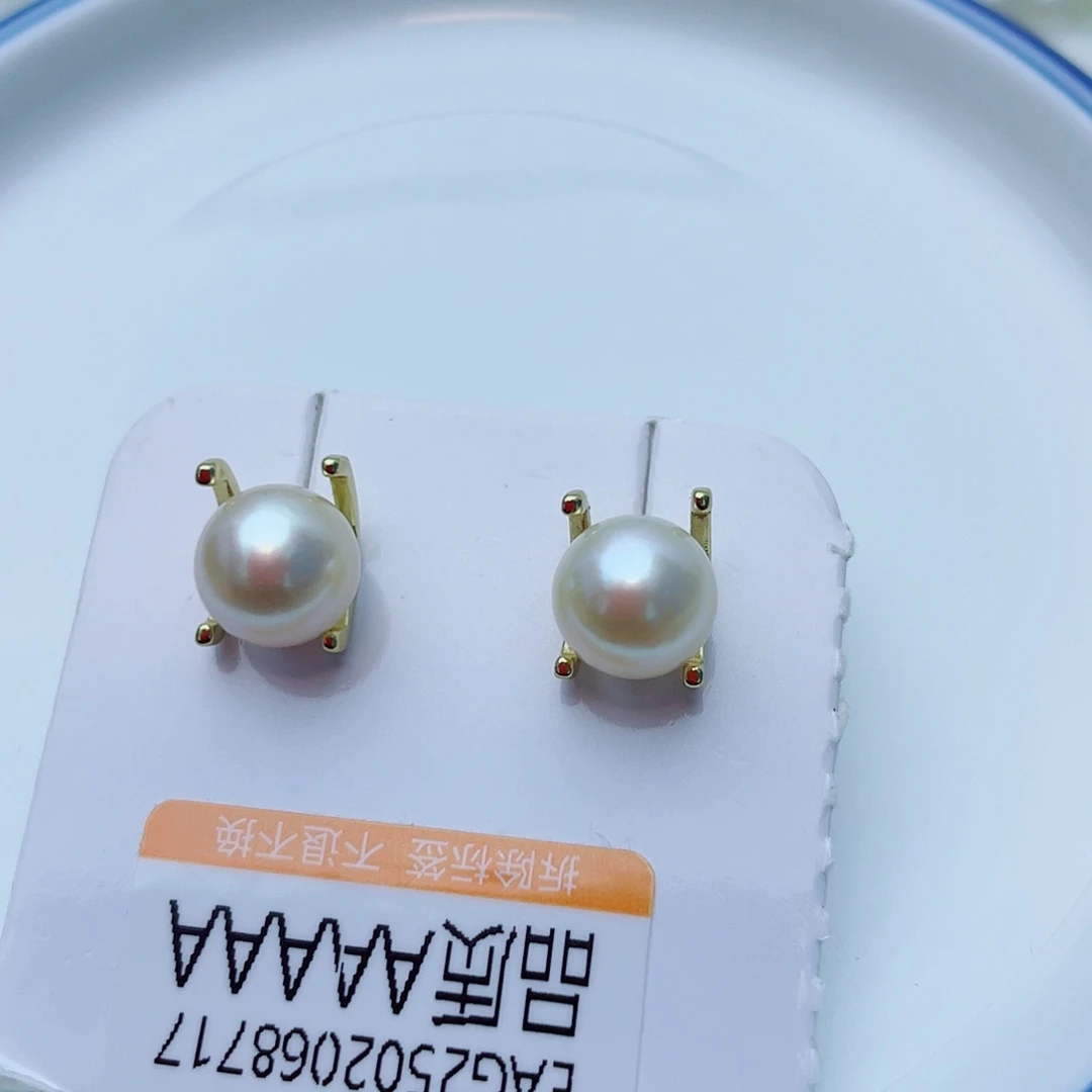 海水珍珠银S925镶嵌耳饰w35