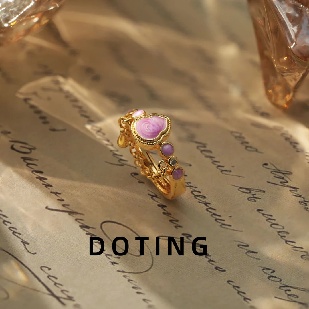 合金珐琅戒指 粉色葫芦状镶嵌戒指ZG-01301