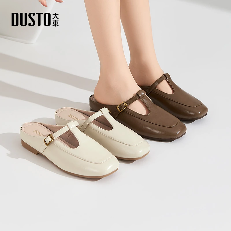 大东一字带包头半拖女秋外穿新款时尚气质舒适百搭方头穆勒鞋0266