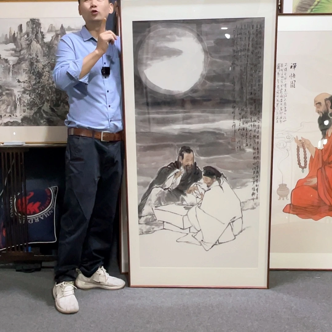 国画手绘画作品带框80/160