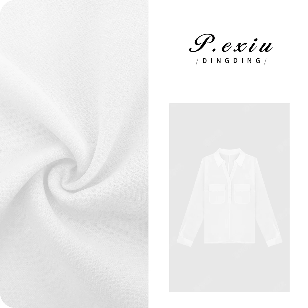 PanYiXiu/潘依绣麻料设计感小众简约V领长袖衬衫 W-62836