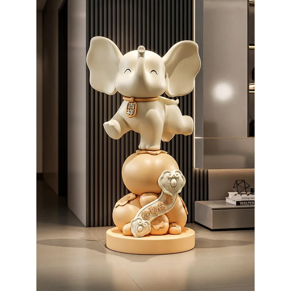 大象摆件高级感客厅大型落地柿柿如意新房子乔迁新居礼物搬家送礼