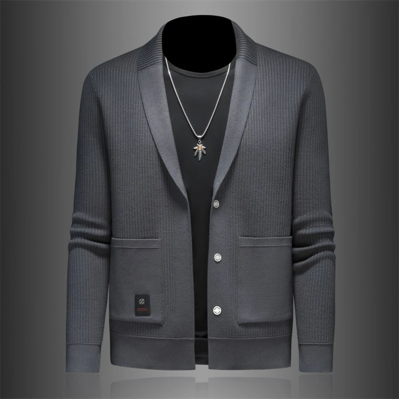 希敦纽勒男士休闲开衫个性秋季潮流欧美风时尚针织衫外套上衣潮