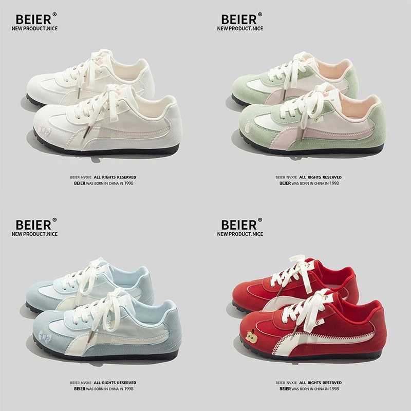 BEIER时尚刺绣板鞋女鞋2025春夏季新款百搭平底休闲运动板鞋3528