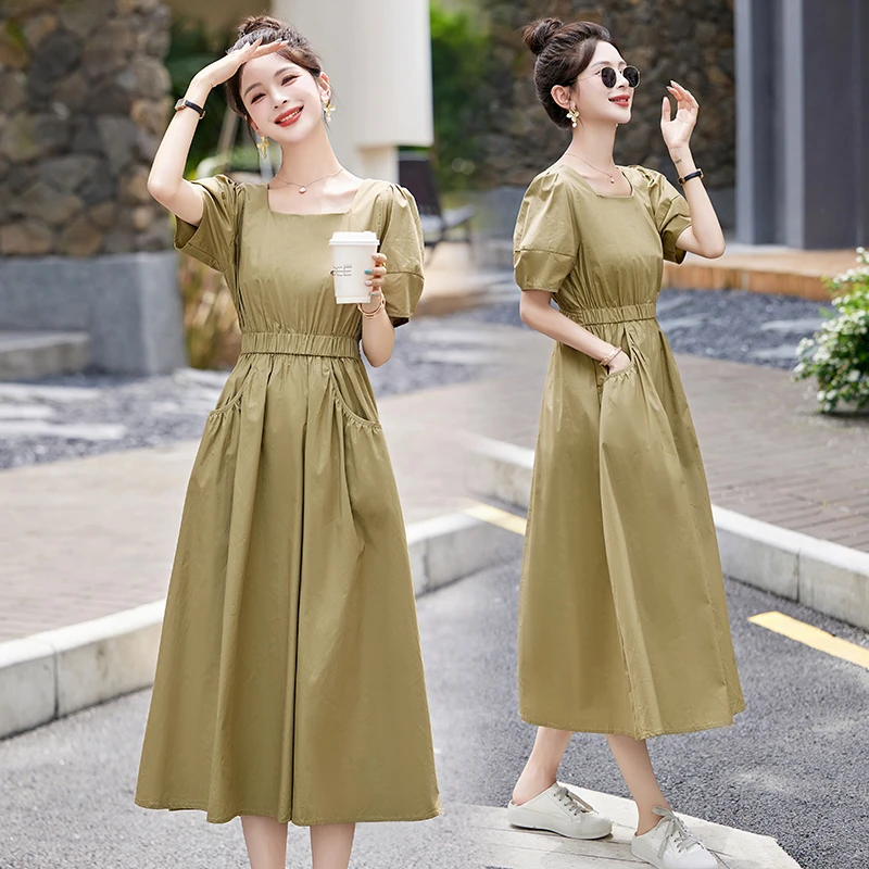 夏装女装2024年新款穿搭法式长袖收腰衬衫连衣裙长裙裙子夏季子
