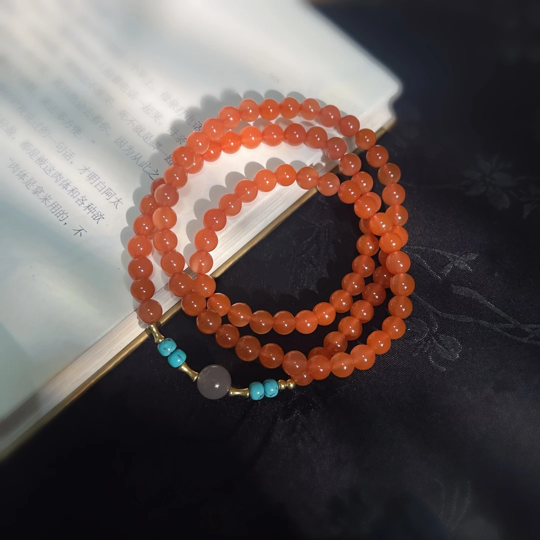 【扶摇叙珠宝】18k金 南红冰红原创设计多圈手串