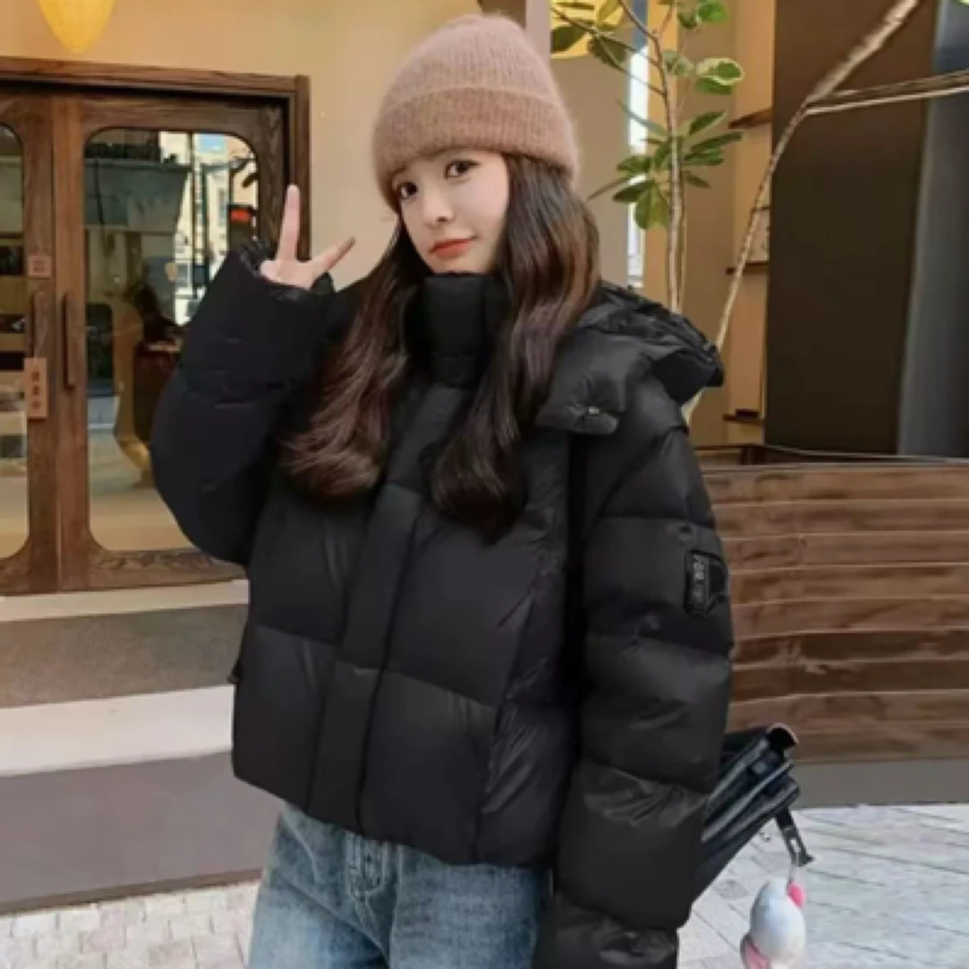 新款短款羽绒服黑金加厚宽松女面包服冬季外套