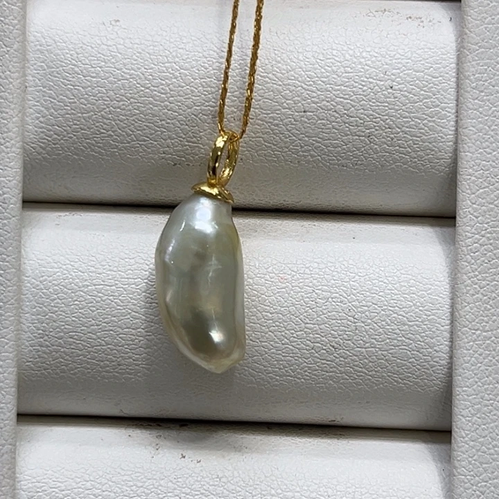 颈饰银S925镶嵌海水珍珠keshi 71号