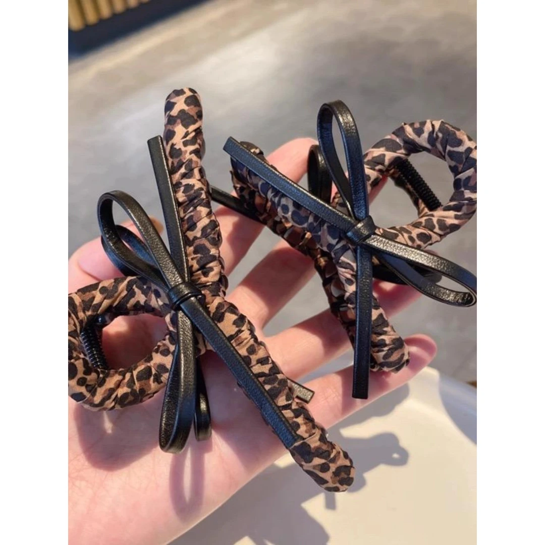 韩国豹纹抓夹高级感大号发抓女网红发卡后脑勺盘发鲨鱼夹复古发夹