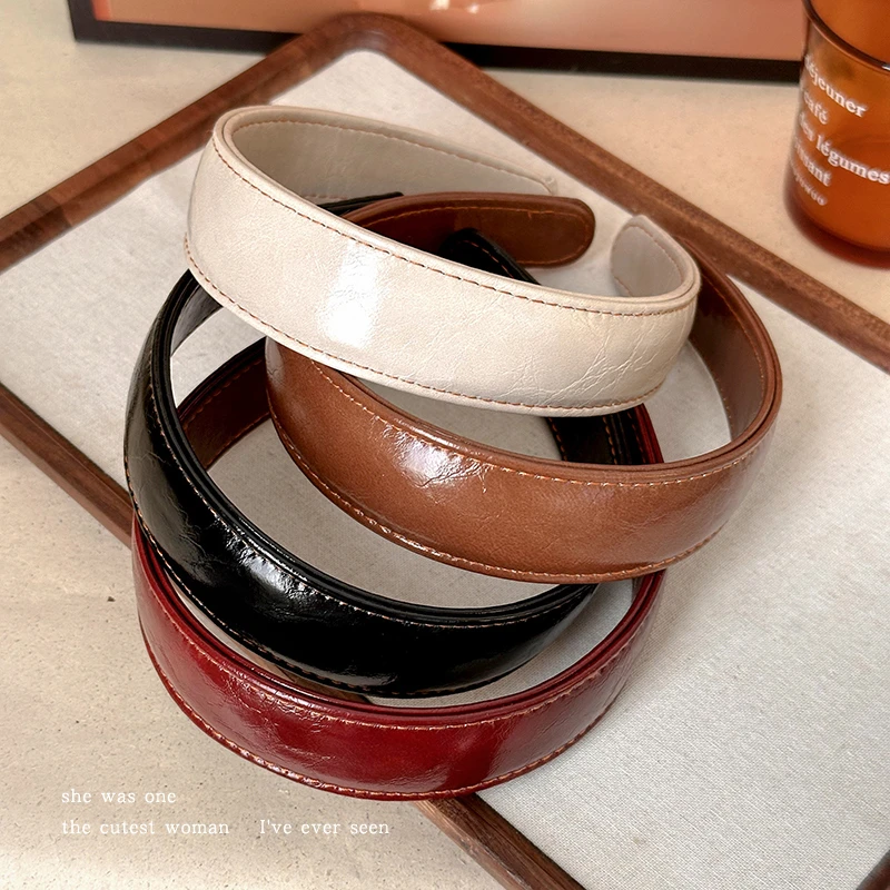 韩国东大门新款头箍女复古气质pu皮质发箍头箍女款压发发卡发饰