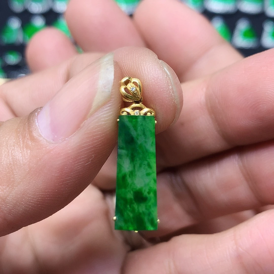 悟***心翡翠18K金镶嵌吊坠(不含链)