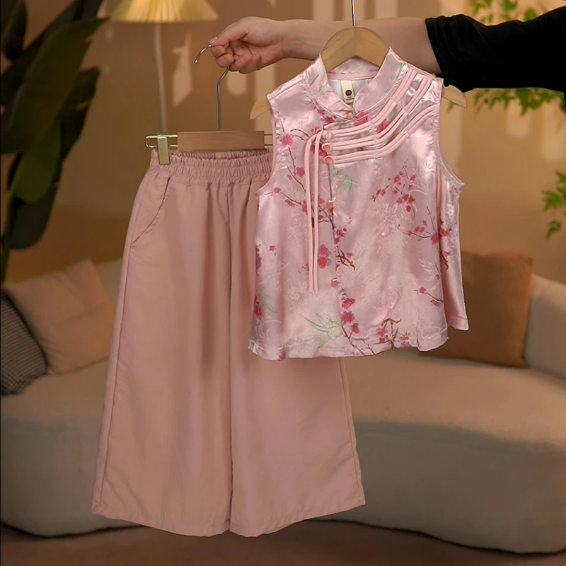 国风新中式新款套装夏季夏款国潮爆款新款两件套假期九分阔腿提花