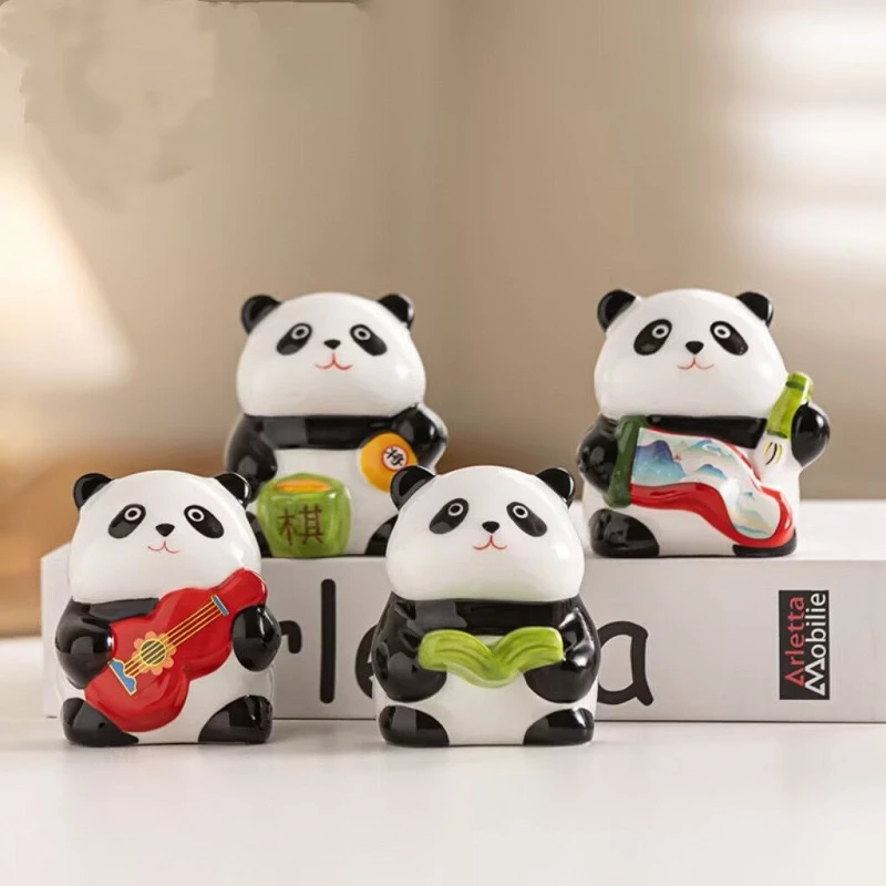 器盒·可爱熊猫创意陶瓷摆件茶宠办公室居家摆件成都伴手礼推荐
