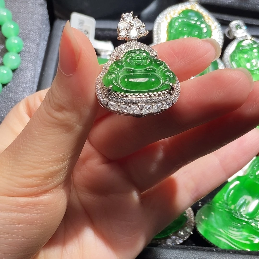 翡翠银S925镶嵌吊坠(不含链)