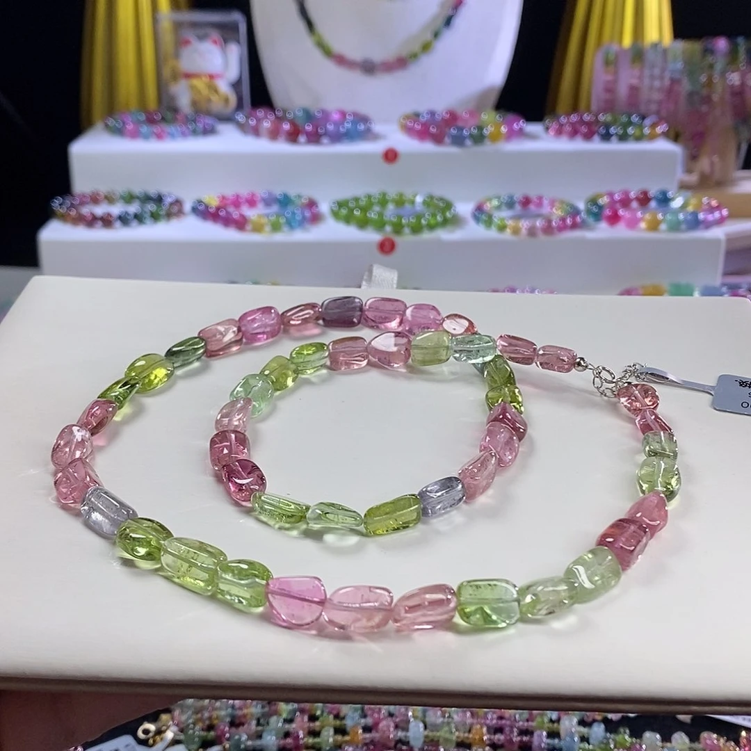 未镶嵌手链碧玺糖豆项链