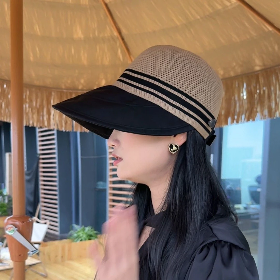 新款渔夫帽镂空透气薄款防晒遮阳帽鸭舌帽女大檐遮脸防紫外线女款