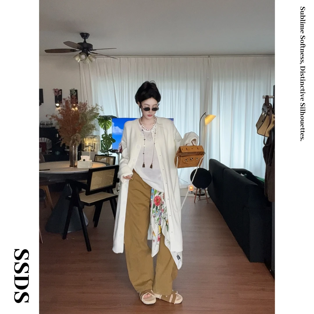 SSDS休闲慵懒风毛衣裙秋季新款气质宽松简约直筒针织衫女连衣裙