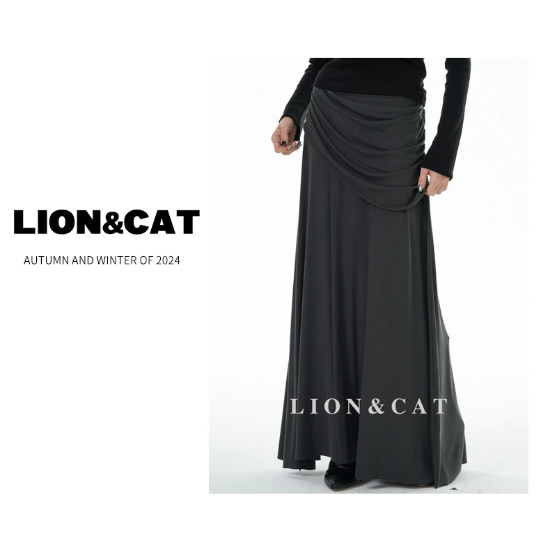 LIONCATnice感觉/高腰长裙气质绝美高级感时尚显瘦半身裙#408428