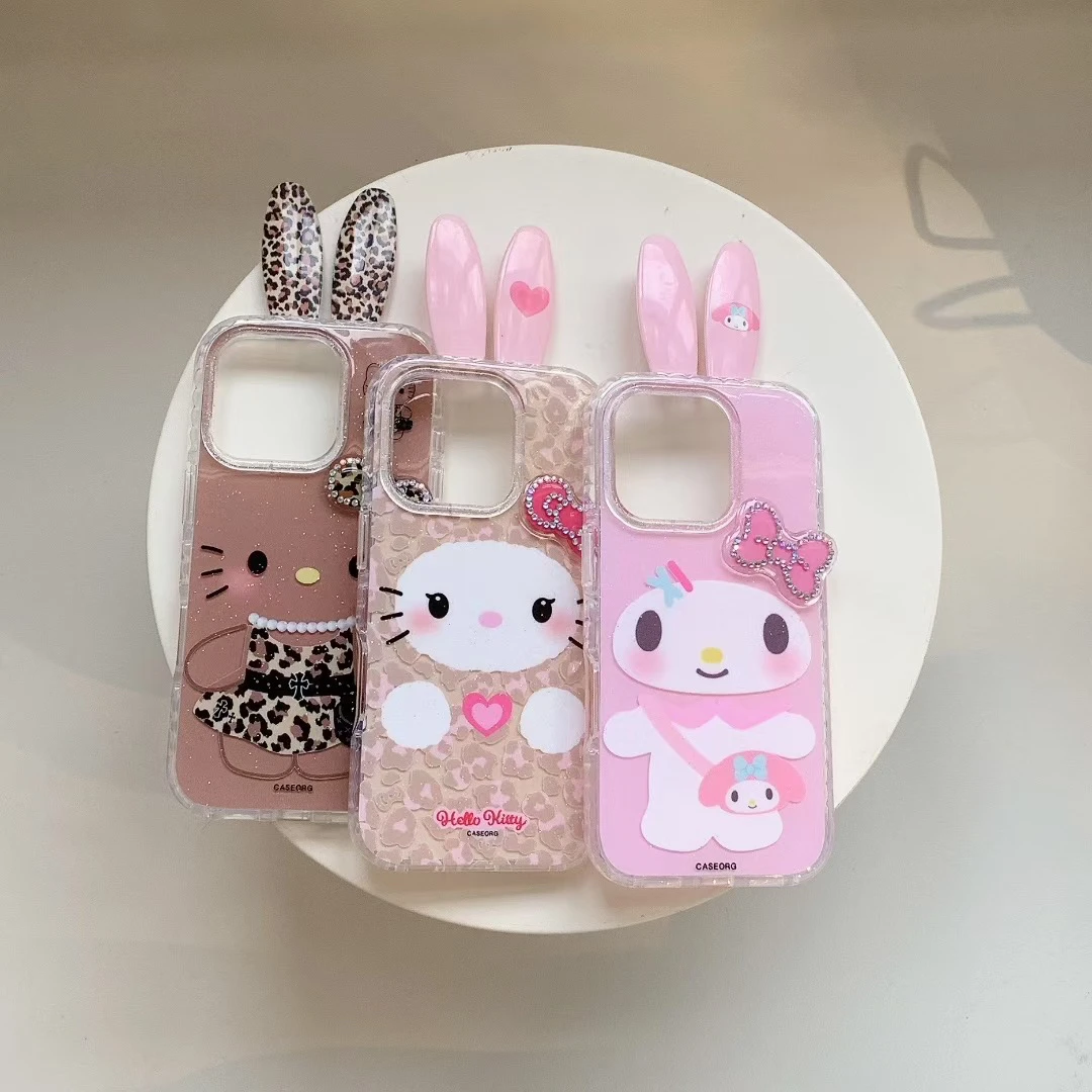 兔耳卡通KT适用iPhone16promax时尚个性苹果15手机壳可爱14少女心