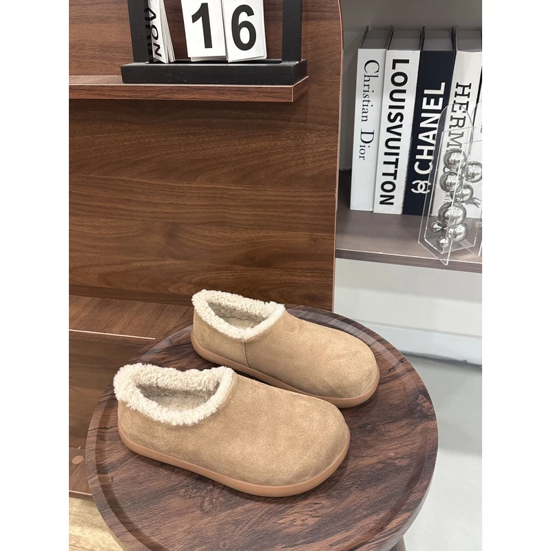 【全包小土豆】真皮毛极简风加毛小土豆拖鞋雪地靴加绒时尚休闲