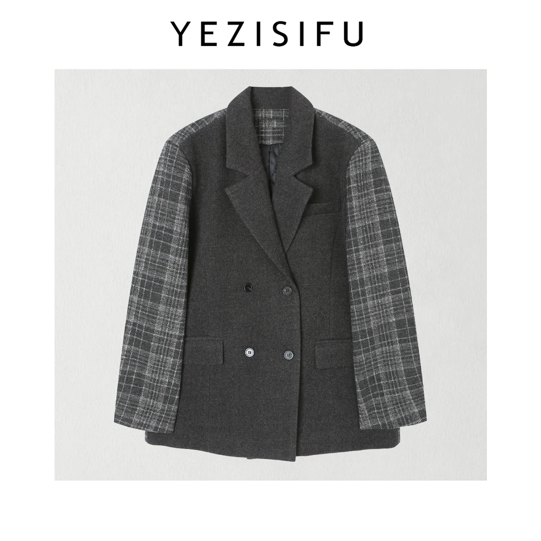欧尼私服2025秋冬新款设计师毛呢时尚极简风羽绒西装2512C8718